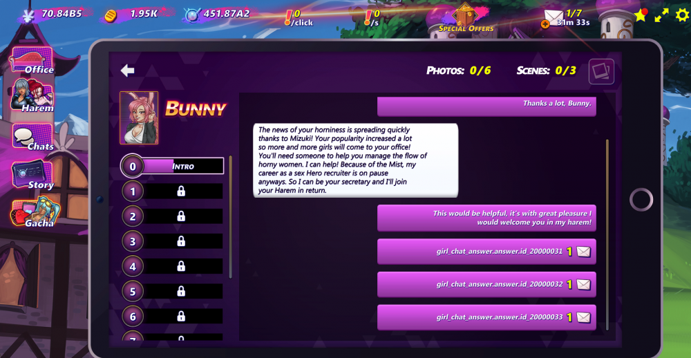 bunny chat ??? - Bug reporting and Feedback - Hentai Heroes